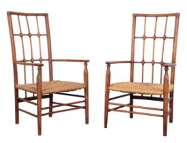 A PAIR OF ARTS AND CRAFTS 'SUSSEX' STYLE CHILDREN'S CHAIRS