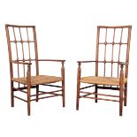 A PAIR OF ARTS AND CRAFTS 'SUSSEX' STYLE CHILDREN'S CHAIRS