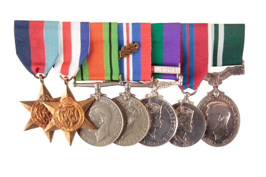 SEVEN MEDALS INCLUDING ONE WITH SUEZ BAR