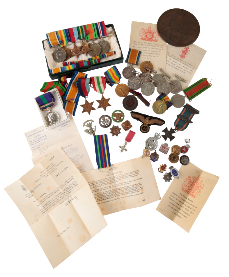 A MISCELLANEOUS COLLECTION OF MEDALS, BADGES AND ASSOCIATED PAPERWORK