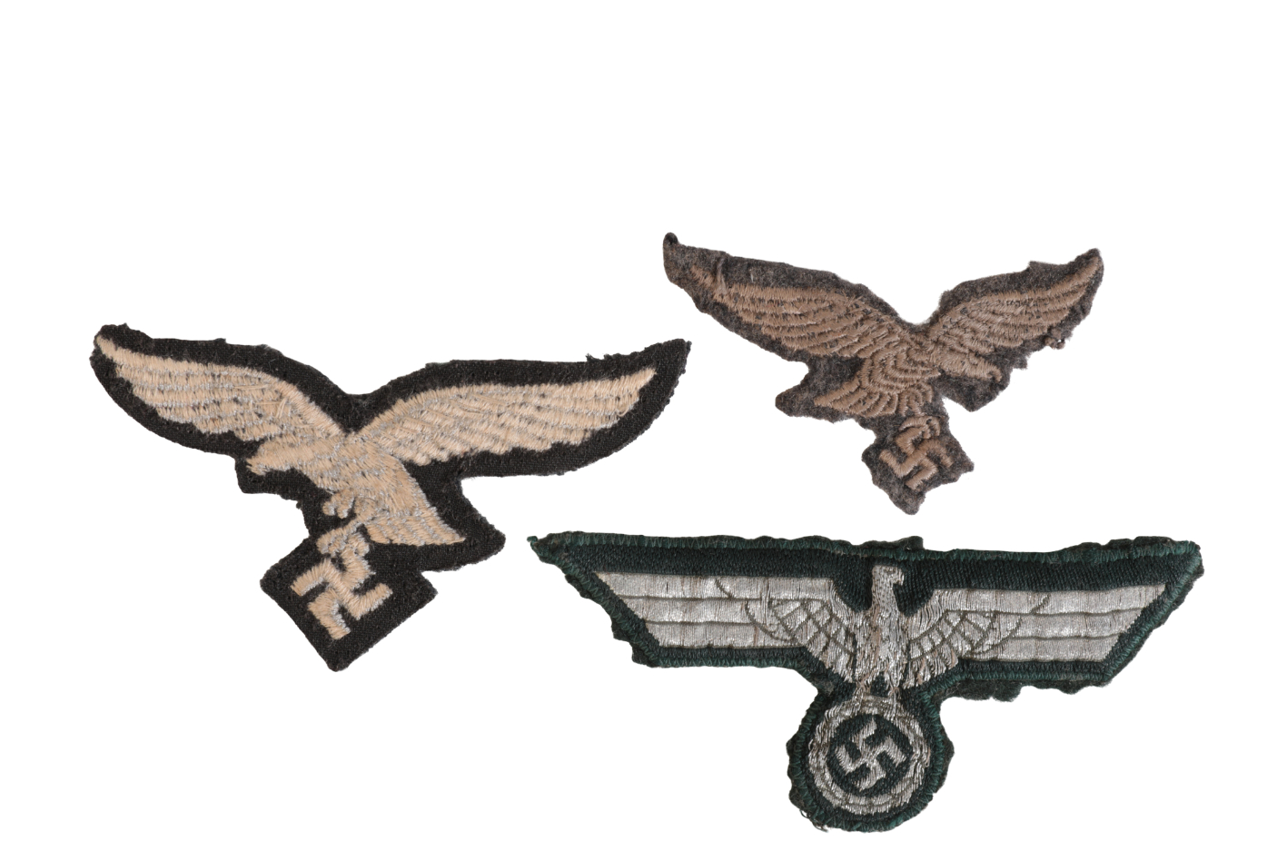 THREE GERMAN CLOTH EAGLES PATCHES