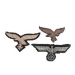 THREE GERMAN CLOTH EAGLES PATCHES