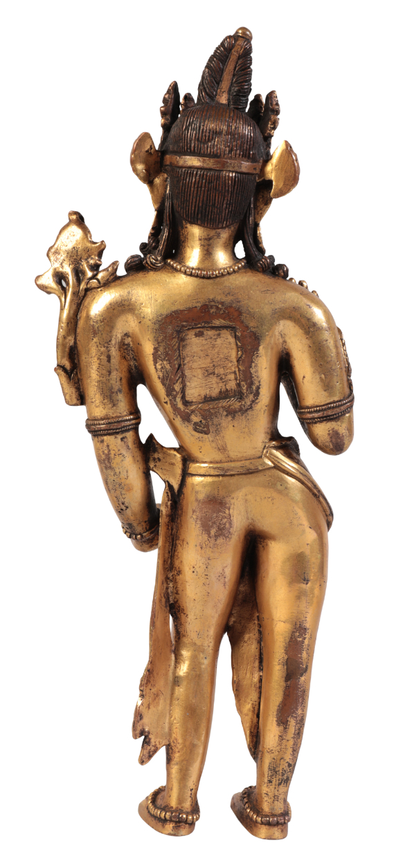 A NEPALESE GILT BRONZE FIGURE OF MANJUSHRI - Image 2 of 2