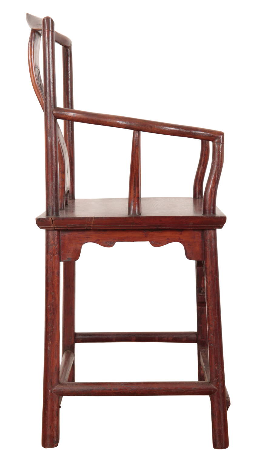 A CHINESE HARDWOOD ARMCHAIR - Image 2 of 3