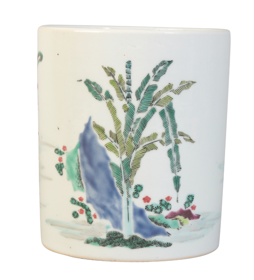 A CHINESE FAMILLE ROSE BRUSH POT - Image 2 of 2