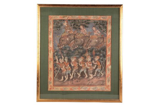 A GROUP OF THREE THAI BUDDHISTIC PAINTINGS ON CLOTH - Image 1 of 3