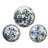 THREE CHINESE BLUE AND WHITE PLATES