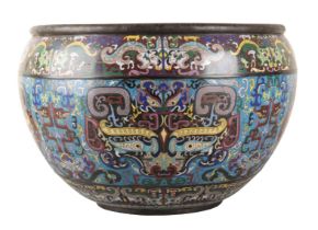 AN IMPRESSIVE CHINESE CLOISONNÉ FISH BOWL