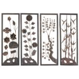 A SET OF FOUR CHINESE WROUGHT IRON PANELS