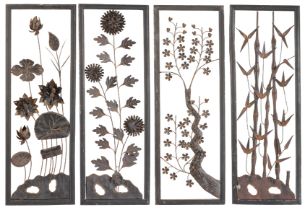 A SET OF FOUR CHINESE WROUGHT IRON PANELS