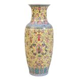 A CHINESE FAMILLE ROSE YELLOW-GROUND VASE