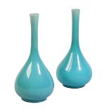 A PAIR OF CHINESE TURQUOISE GLAZED BOTTLE VASES