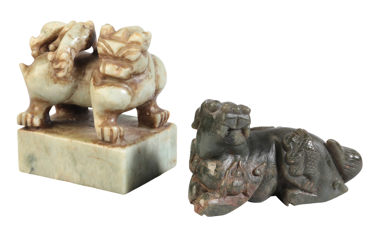 A CHINESE CARVED SOAPSTONE CHILONG