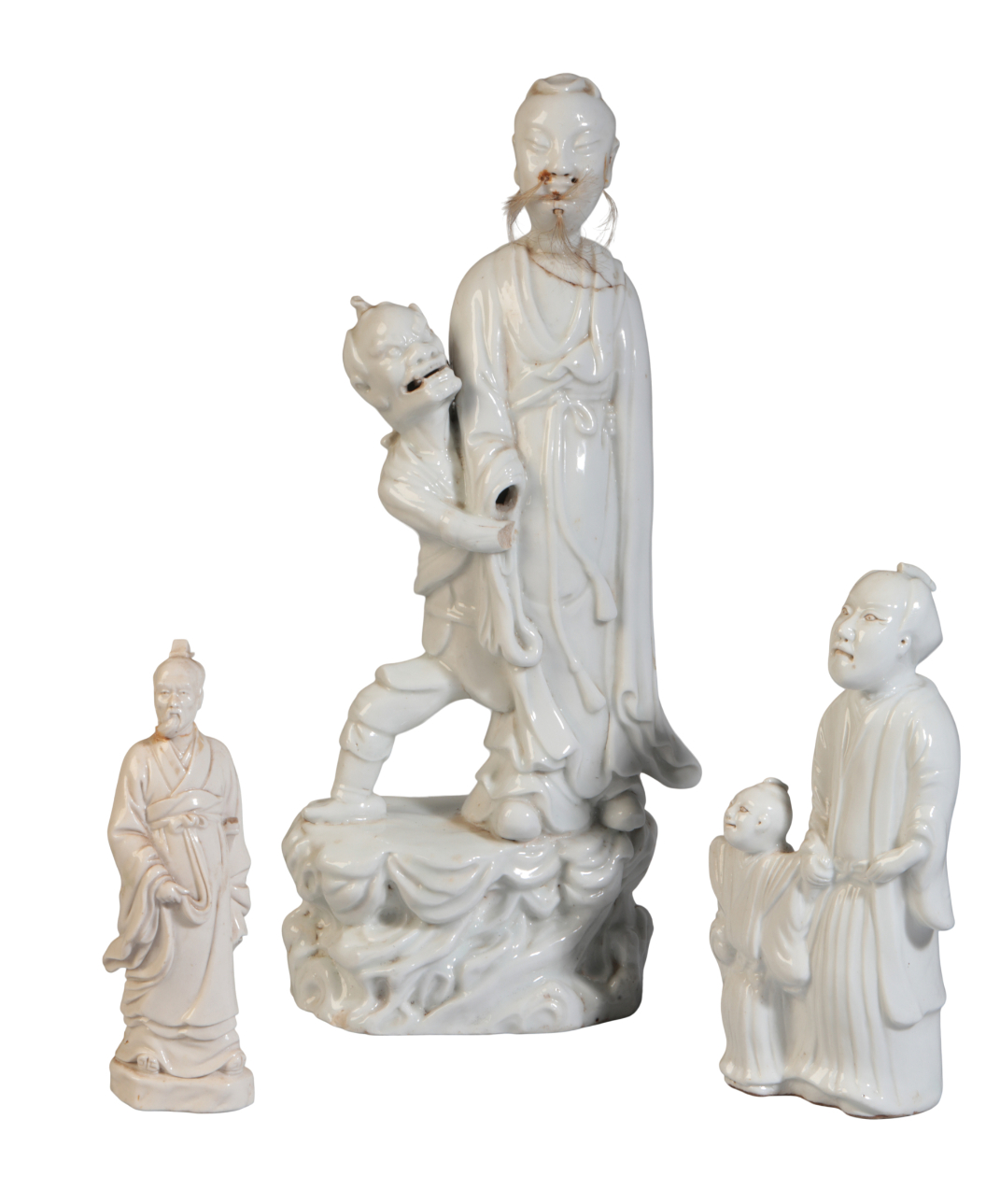 TWO CHINESE BLANC DE CHINE FIGURAL GROUPS