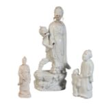 TWO CHINESE BLANC DE CHINE FIGURAL GROUPS