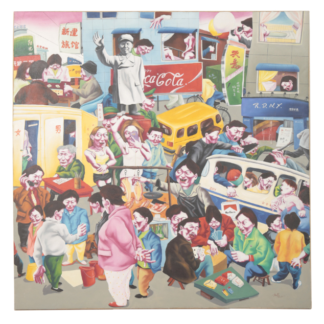 ZHAO BO (b. 1974) Street scene with numerous figures