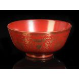 A CHINESE CORAL-RED GLAZED BOWL