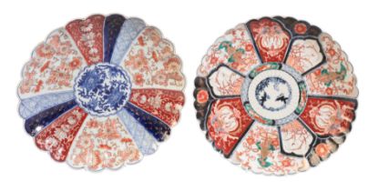 TWO JAPANESE IMARI CHARGERS OF SCALLOPED OUTLINE