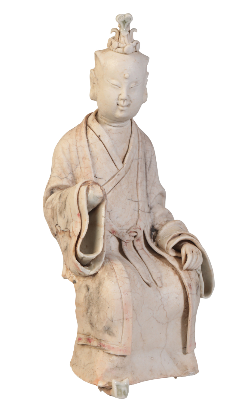 A CHINESE FIGURE OF A SEATED OFFICIAL - Image 2 of 2