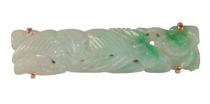 A CHINESE JADEITE 'PHOENIX' BROOCH