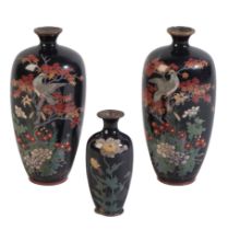 A PAIR OF JAPANESE CLOISONNE VASES