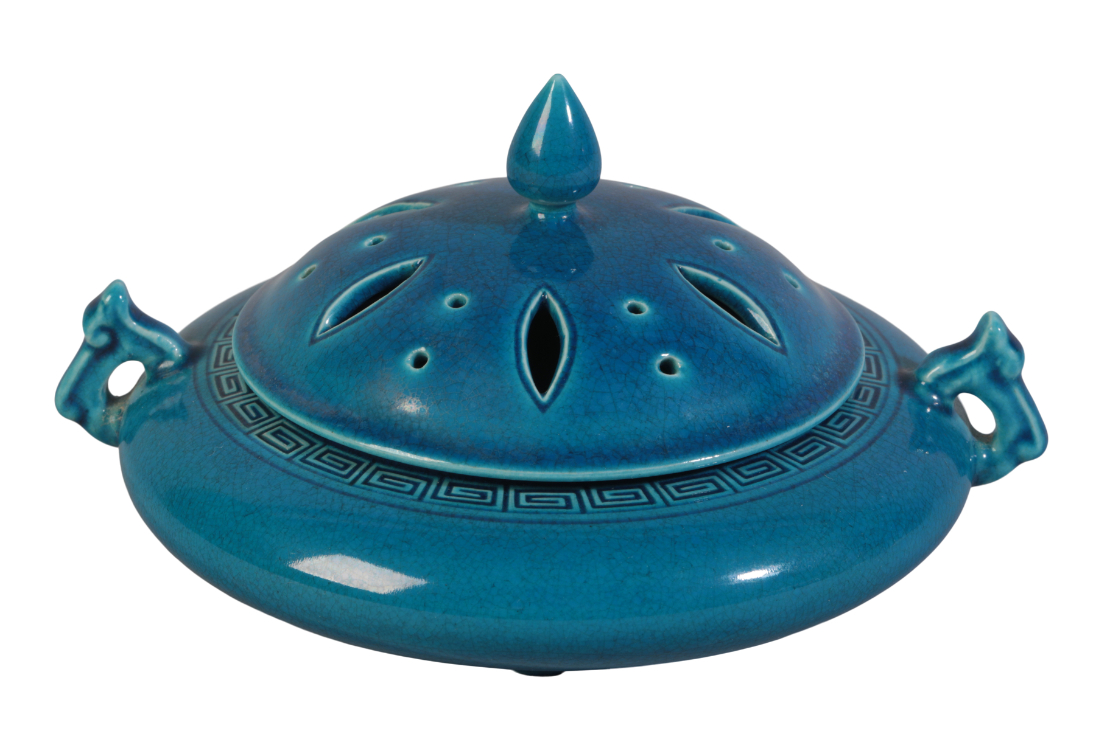 A CHINESE TURQUOISE GLAZED TRIPOD CENSER