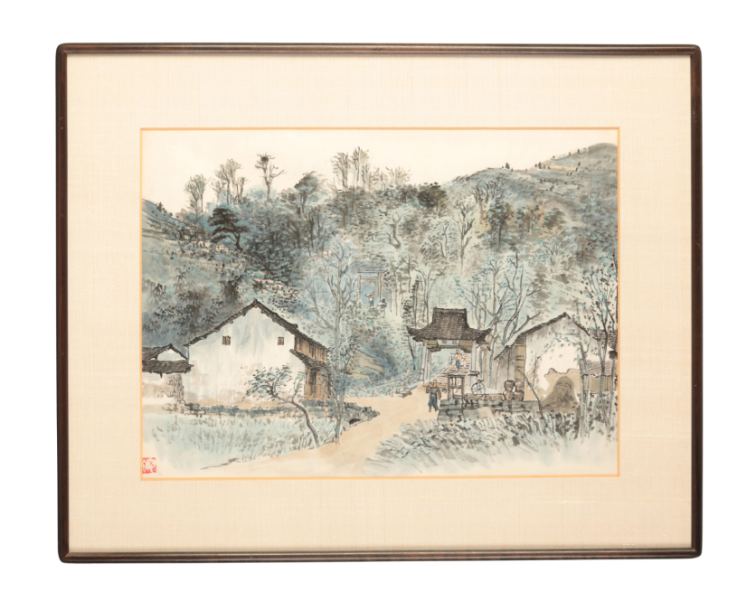 STYLE OF ZHANG DING (1917-2010) Two village scenes - Image 2 of 2