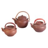 THREE CHINESE YIXING TEAPOTS