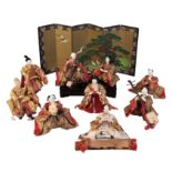 A COLLECTION OF NINE MUSICIAN DOLLS FOR THE FESTIVAL OF HINAMATSURI, OR GIRL'S DAY