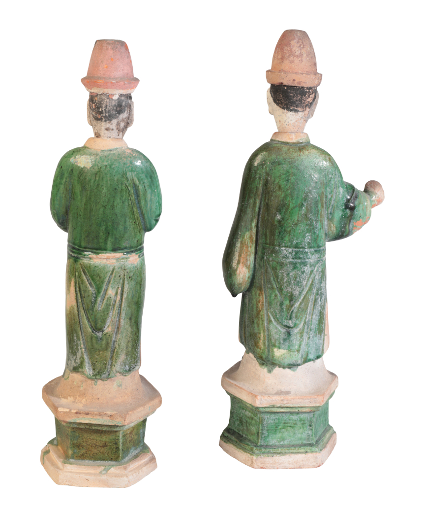 TWO SIMILAR CHINESE SANCAI GLAZED GUARDIAN FIGURES - Image 2 of 2