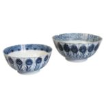 TWO CHINESE BLUE AND WHITE BOWLS