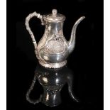 A CHINESE EXPORT SILVER COFFEE POT