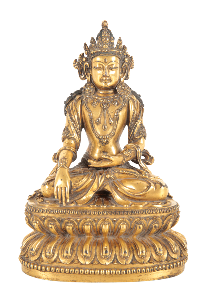 A GILT-BRONZE SHAKYAMUNI BUDDHA