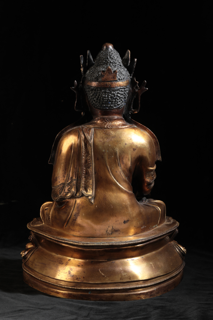 A CHINESE GILT-BRONZE BUDDHA - Image 3 of 3