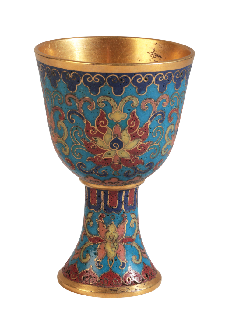 A CHINESE CLOISONNÉ STEM CUP - Image 2 of 3