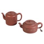 TWO SIMILAR CHINESE YIXING TEAPOTS