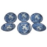 A SET OF SIX JAPANESE BLUE AND WHITE BOWLS