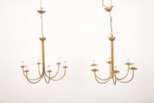 A MATCHED PAIR OF SIX BRANCH LIGHTS BY VAUGHAN