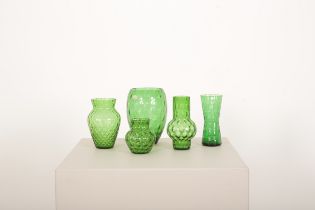 BOHEMIA GLASS: AN EMERALD GREEN GLASS OVOID VASE