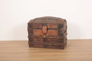 A VICTORIAN DOMED-TOP TRAVEL CHEST