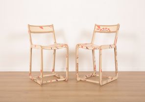 A PAIR OF PLYWOOD PAINTED CHAIRS