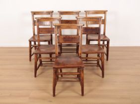 A SET OF SIX ELM AND BEECH CHAPEL CHAIRS