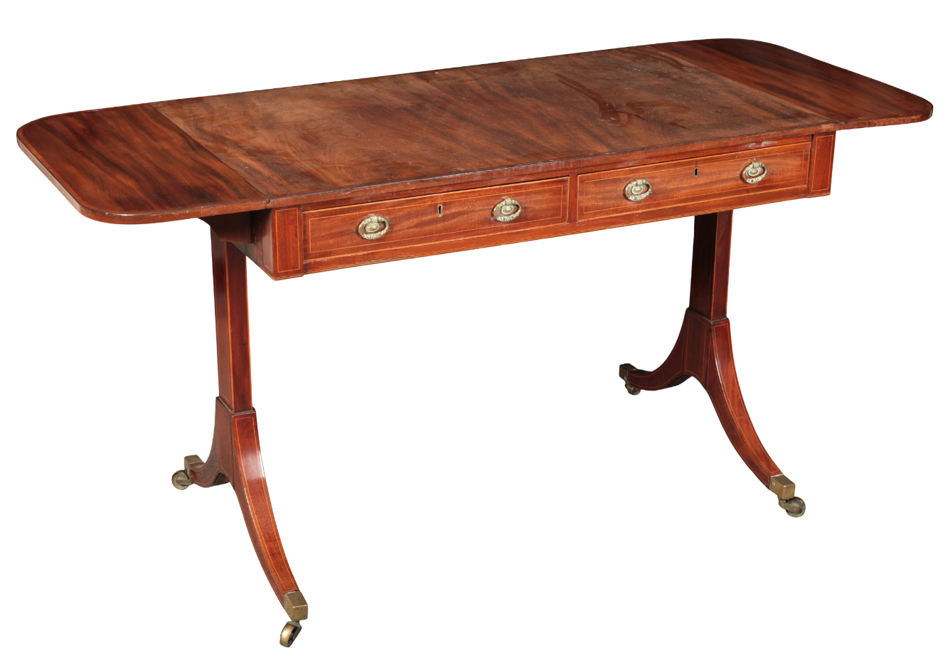 A REGENCY MAHOGANY AND SATINWOOD CROSSBANDED SOFA TABLE - Image 2 of 2