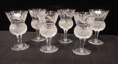 SIX EDINBURGH CRYSTAL 'THISTLE' WHITE WINE GLASSES