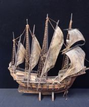 A WOODEN MODEL OF COLUMBUS' SHIP 'PINTA'