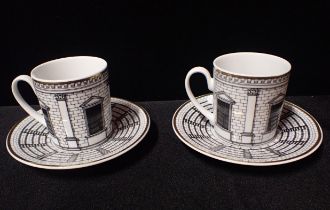 A PAIR OF ROSENTHAL FORNASETTI 'PALLADIANA' COFFEE CANS