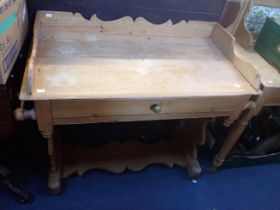 A VICTORIAN STRIPPED PINE WASHSTAND