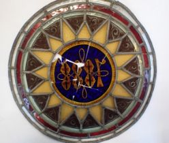 A VICTORIAN STAINED GLASS ROUNDEL