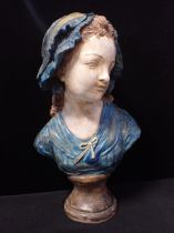 A FRENCH BELLE EPOQUE STYLE PLASTER BUST