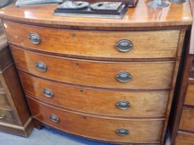 A 19TH CENTURY MAHOGANY BOWFRONT CHEST OF DRAWERS